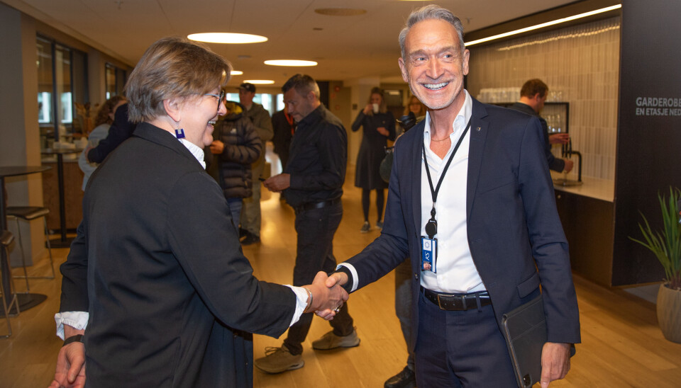 Leder Mette Nord i LO kommune og forhandlingsleder Tor Arne Gangsø i KS.