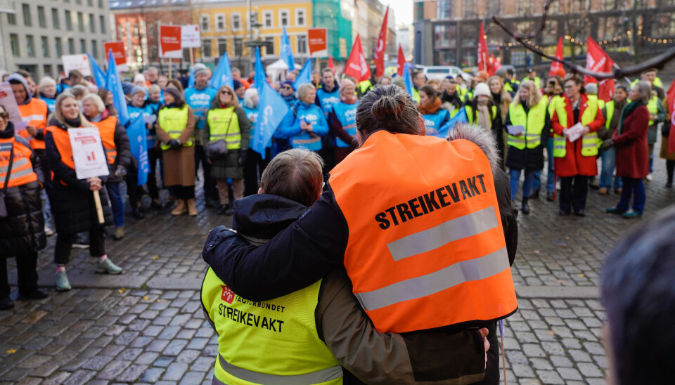 Fagforbundet var blant dem som streiket og markering på Youngstorget i Oslo i fjor. Natt til onsdag ble det enighet i kommuneoppgjøret.