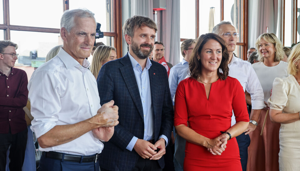 Statsminister Jonas Gahr Støre, helse- og omsorgsminister Jan Christian Vestre og arbeid- og inkluderingsminister Tonje Brenna under valgkampstarten. Nå lekker statsrådene litt fra neste års statsbudsjett, der de vil sette av penger til rekruttering til helsesektoren.